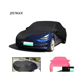 Bilskydd ers Jiuwan stretch anpassade dammtät antiscratch antitraviolet solskade passform för Tesla Model 3 S X Y J220907 Drop Deliv Dhbok