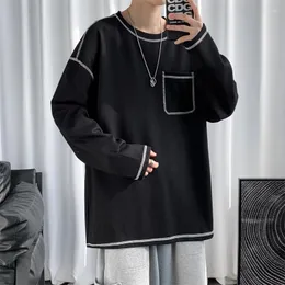 Herr t -skjortor ljus linje dekoration höst våren lång ärm män skjorta harajuku mode överdimensionerade topp koreanska 2023 casual vanlig streetwear