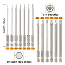 Chaves de fenda 13pcs Torx Bit Conjunto de 100 mm Conjunto de bits de estrela resistente a intervalos