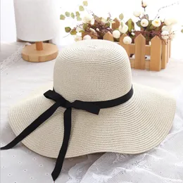 Stingy Brim Hats simple Foldable Wide Floppy Girls Straw Sun Beach Women Summer UV Protect Travel Cap Lady Female 230508