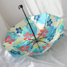 Umbrellas Uv Protection Parasol Umbrella Double-sided Floral Sunny and Rainy Umbrella for Women Sunscreen Sun Shade Folding Beach Umbrella 230508