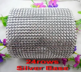 24 Rows 5yards per pack Sew On High Quality rhinestone mesh trim empty cup 4mm Silver Plastic base for wedding decoration diy2571863