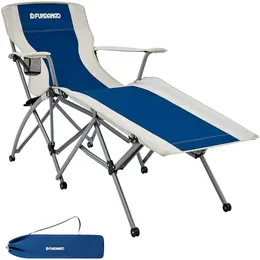 Fundango Folding Polyester Camping Lounge Стул с ногами для открытия для взрослых, синего бежевого