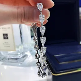 Trendy Water Drop Moissanite Diamond Bracelet 100% Real 925 Sterling Silver Engagement Wedding bangles Bracelets for women