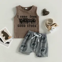 baby cartoon clothing sets summer children leisure sports outfits fashion infant European and American boys letter cow vest printed rope shorts clothes suit S2195