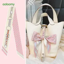 Hemres Designer Cravat Luxury and Grand Celebration of Summer Pink Polka Dot Scarf Binding Bag Ribbon Decoration Handle Printed Long 09PN