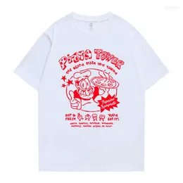 メンズTシャツピザタワー親指を立てるグラフィックTシャツ半袖男性コットン特大Tシャツ男性女性ヒップホップファッションヴィンテージ