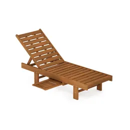 Furinno Tiomane Outdoor Hardwood Malo Sun Lounger With Tray, Natural
