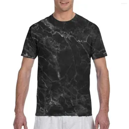 Camisetas masculinas T-shirt Moda de mármore preto Men 2023 Camiseta do pescoço da tripulação de verão