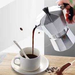 Kaffekrukor 50-600 ml Portable Moka Pot Fast Coffee Machine Aluminium Kaffe Percolator Mocha Espresso Coffee Maker-redskap Kaffetillbehör P230508
