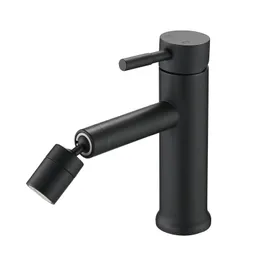 Matte Black Bathroom Sink Faucet for 2 Mode with 360° Rotating Aerator