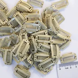 MITO ESOTICO 20 clip per extension per capelli nere, clip per parrucca con pettine a scatto, 9 denti (BEIGE)