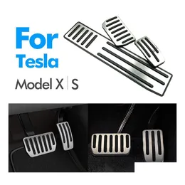 テスラモデルのためのその他の自動パーツカーブレーキペダルS xステンレス鋼ガスフットレスト修正パッドマットERスタイリングアクセサリー