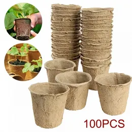 Planters Pots 100Pcs Nursery Pots Biodegradable Paper Pulp Peat Pot Plant Nursery Cup Tray Nursery Pot Flowers Seed Bag Potted Plant Grow 230508