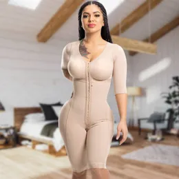 Women's Shapers Women Faja Full Body Shapewear z rękawami Bra High Compression Colombianas Pas Kim Kardashian Skim Abdomen Corset 230508