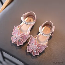 Sandals Summer Girls Sandals Rhinestone Butterfly Baby Princess Shoes String Bead Ankle Strap Dance Party Shoes Cute Kids Toddlers