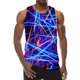 Men's Tank Tops Blue Lines Tank Top For Men 3D Print Psychedelic Sleeveless Pattern Top Graphic Vest Streetwear Novelty Hip Hop Tees 230506