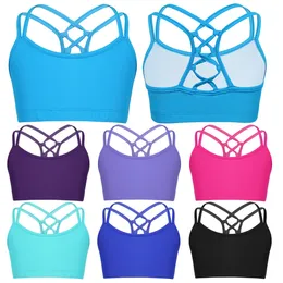 Colete infantil garotas de dança de balé coloração sólida cross cross back tanks bra tops de dança colheita top infantil de dança de balé roupas top 230508