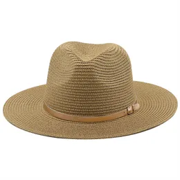 Gold Belt Decorative Straw Hat Beach Panama Cap Men Women Outdoor Wide Brim Sun Protection Top Hat Jazz Sombrero Hombre Caps