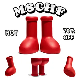 MSCHF Big Red Bot Designer Astro Boy Rain Boots for Mens and Womens okrągłe głowice grube dolne nie do poślizgu TPU guma platforma platforma platformy 35-45 EUR