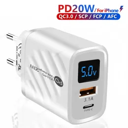 PD 20W USB充電器デジタルディスプレイ高速充電充電充電速度充電3.0 iPhone 14 13 Xiaomi Samsung電話チャージアダプター