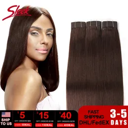 Hair Bulks Sleek Straight Double Drawn Brazilian Brown Color 4 Bundles Colored 2# 6# 8# 33# Natural Human 230508