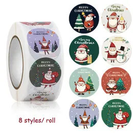 100 Set Merry 1" Christmas Stickers Animals Snowman Trees Dekorative Sticker Wrapping Gift Box Label Christmas Tags 8 Styles
