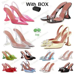 with box Amina muaddi Begum Crystal-Embellished Sandals Pumps Clear PVC stiletto Heels sandals Designers Dress shoe Slingbacks factory footwear transparent