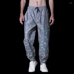 Męskie spodnie parklees męskie fluorescencyjne breski motylowe 2023 marka odblaskowa luźne swobodne spodnie hip hop taniec mody pantelones