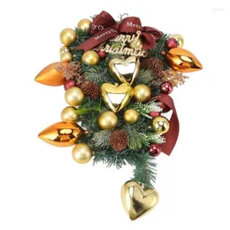 Flores decorativas de Natal Christmas Inverted Tree Wreath Heart Handaled Shaped for Farmhouse