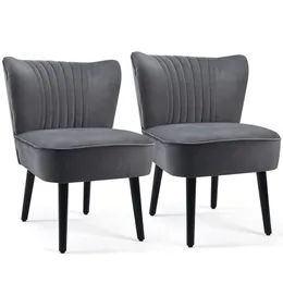 Zestaw CADAY 2 -Bezprzezłośne krzesło akcentujące tapicerowane krzesło rekreacyjne Single Sofa ciemnoszare