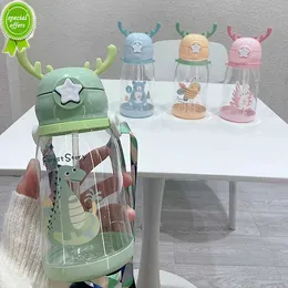 600ml Children Bottle for Outdoor Travel School Cute Cartoon Animal Baby Water Bottle with Shoulder Strap for Boy Girl