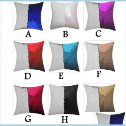 Kuddefodral 13 Styles DIY SubliMation Sequin Fashion Doule Side Reversible Mermaid Magic Home Office Cushion Decoration Drop Deliver DHYP8