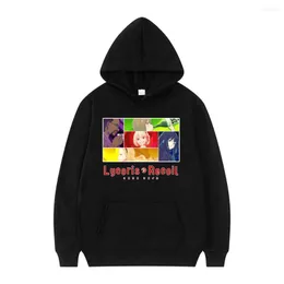 Herr hoodies anime lycoris rekyl hoodie chisato nishikigi takina inoue grafisk huvtröja män kvinnor överdimensionerade tryck harajuku