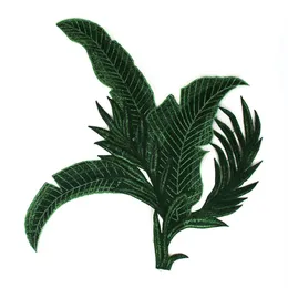 1pieces Green Banana Leaf Embroidery Applique Lace Motif Fabric Patches Cord Scrapbooking Trimming for Clothes Decorated T2648276s