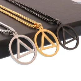 Pendant Necklaces Charming Stainless Steel Silver Color/Gold/Black Hollow Triangle Round Simple Men Women Necklace Unisex Jewelry 24"