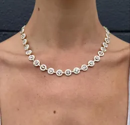 Łańcuchy kobiety Choker Naszyjnik geometryczny różnie kształtowy iskrzenie CZ białe szkliwo okrągłe kropki urok modne biżuterii