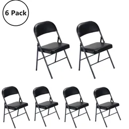 Ubesgoo 6 упаковочных складных стульев Студенные насыщенные сиденья Свадебные стулья с металлической рамой черной