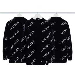 High Version Paris Fashion Label Double Layer Thickened Aristocratic Full Print Bullet Screen Jacquard Letter Knitted Sweater for Both Men and Women