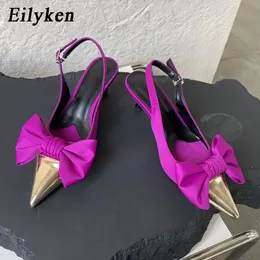 サンダルEilyken Springsummer Bow Pump Women's Shoes Fashion Pointed Toe Women's Elegant Sling Sandal