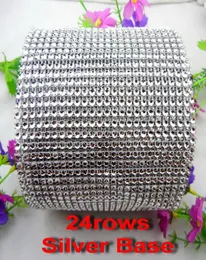 24 Rows 5yards per pack Sew On High Quality rhinestone mesh trim empty cup 4mm Silver Plastic base for wedding decoration diy5380367
