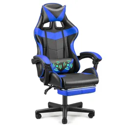 Soontrans Gaming Chair with Footrest, Massage Game Gamer Chair with Adjustable Headrest Lumbar Support, Ergonomic High Back Computer Chair