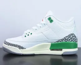 2023 Jumpman 3 WMNS Lucky Green Basketball Shoes 3S White/Varsity Red-Lucy Green-Cement Grey-Anthracite-Sail 야외 스포츠 운동화 상자