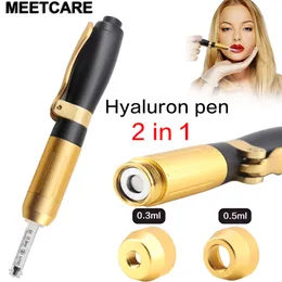 2 in1 Meso Gun Hyaluron Stift Zubehör 0,3 ml 0,5 ml Ampulle Kopf Schwarz Gold Mesotherapie Stift Vernebler Lip Lifting Anti Falten