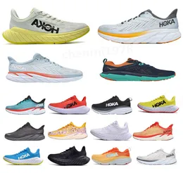 2023 New Hoka One Running Shoes Bondi Clifton 8 Carbon x 2 Sneakers Triple Blanco Blanco Amber Amarillo Summer Summer Nimbus Men Mujeres Diseñadores C40 C40