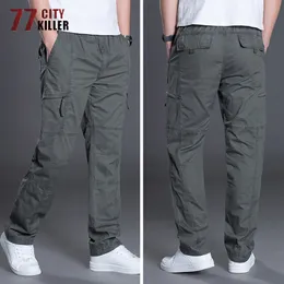 Men's Pants 77City Killer Casual Pants Men Plus Size 5XL 6XL Cotton Breathable Joggers Men Military Straight Multi-pocket Work Trousers Male 230508