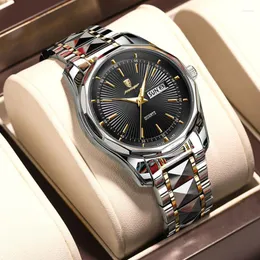 Wristwatches POEDAGAR Elegant Quartz Men's Watch Brand Fashion Luxury Waterproof Luminous Man Wristwatch Stainless Steel Clock For Men
