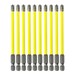 Skruvmejslar 10st 110 mm magnetiska slitsade tvärskruvmejselbitar för elektriker FPH2 legeringsstål Skruvmejsel Bit Batch Head Hand Tools Set 230508