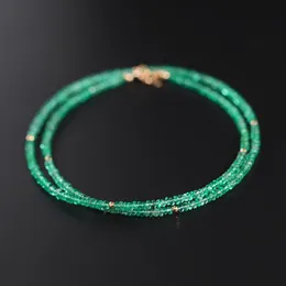 Chains DAIMI Zambian Natural Emerald Beaded Necklace Female 18k Gold Color Treasure Pendant Gift Customization