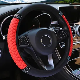Steering Wheel Covers 15''/37-38cm Women Car Tuning SUV PU Leather Diamond Cover Universal Interior Parts Decoration Accessories